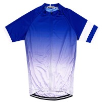 Bulk custom short-sleeved gradient blue cycling shirts Personally designed mountain biking moisture-wicking cycling shirts cycling shirts garment factory SKCSCP015